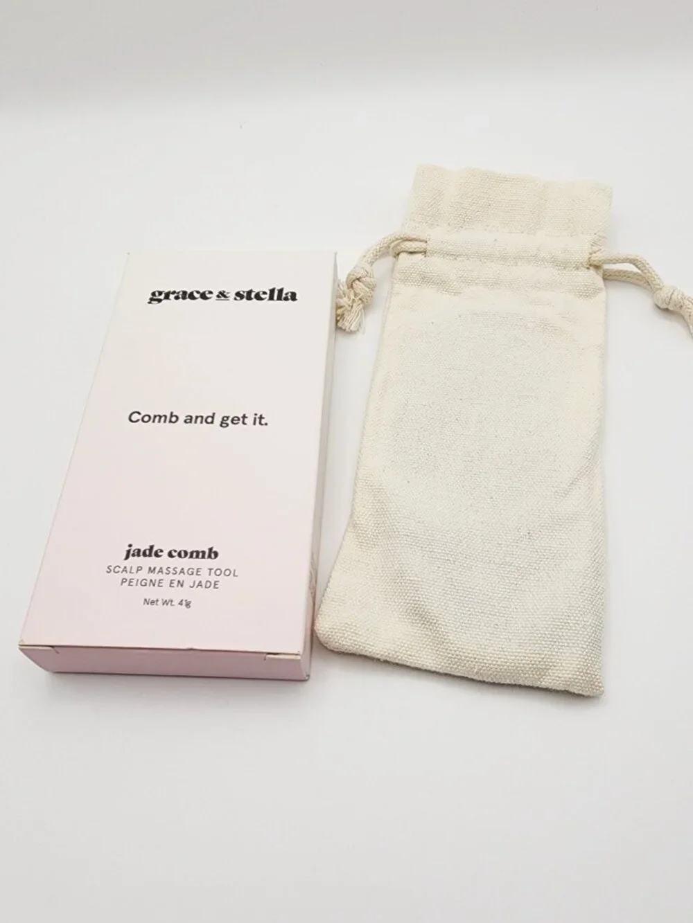 Grace & Stella Jade Comb Scalp Massage Tool 100% Xiuyan Stone Hair Gua Sha NIB
